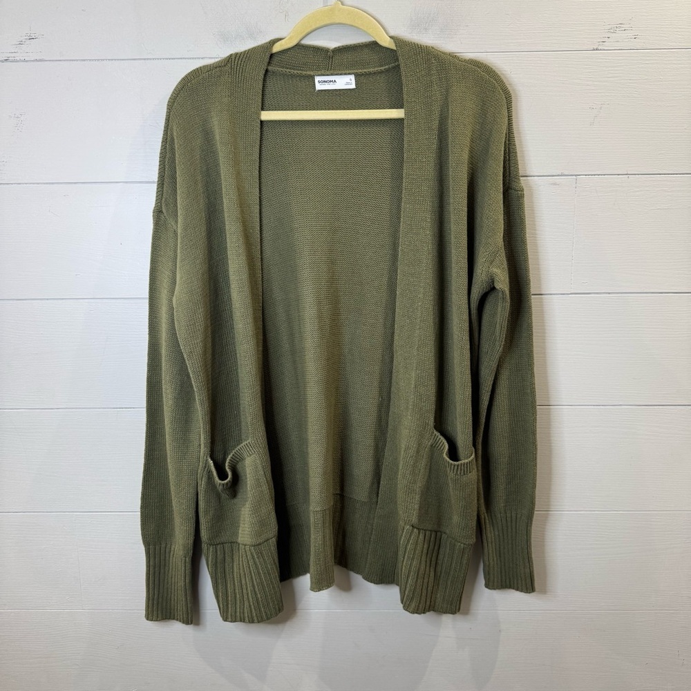 Sonoma | Women’s Olive Green Open Front Cardigan Sweater Small